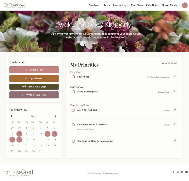 Emflowered - Flower Farm Planning & Management Software